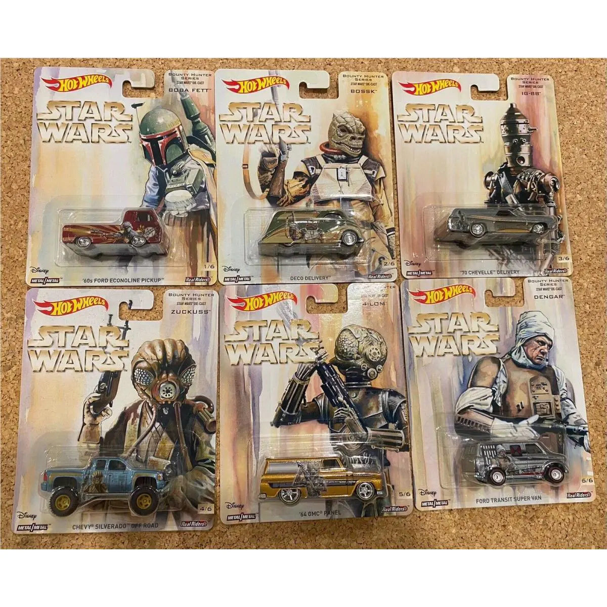 Hot Wheels Pop Culture Star Wars Bounty Hunter Set of 6 Super 14B