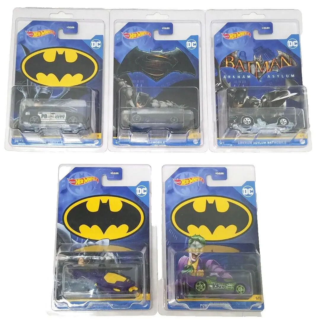 Hot Wheels Batman Batmobile Batcopter Power Pistons Tahoe 5 Car Set HDG89 1:64