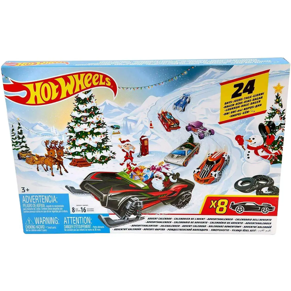 Christmas Advent Calendar Cars 8 Cars and 16 Accessories Hot Wheels