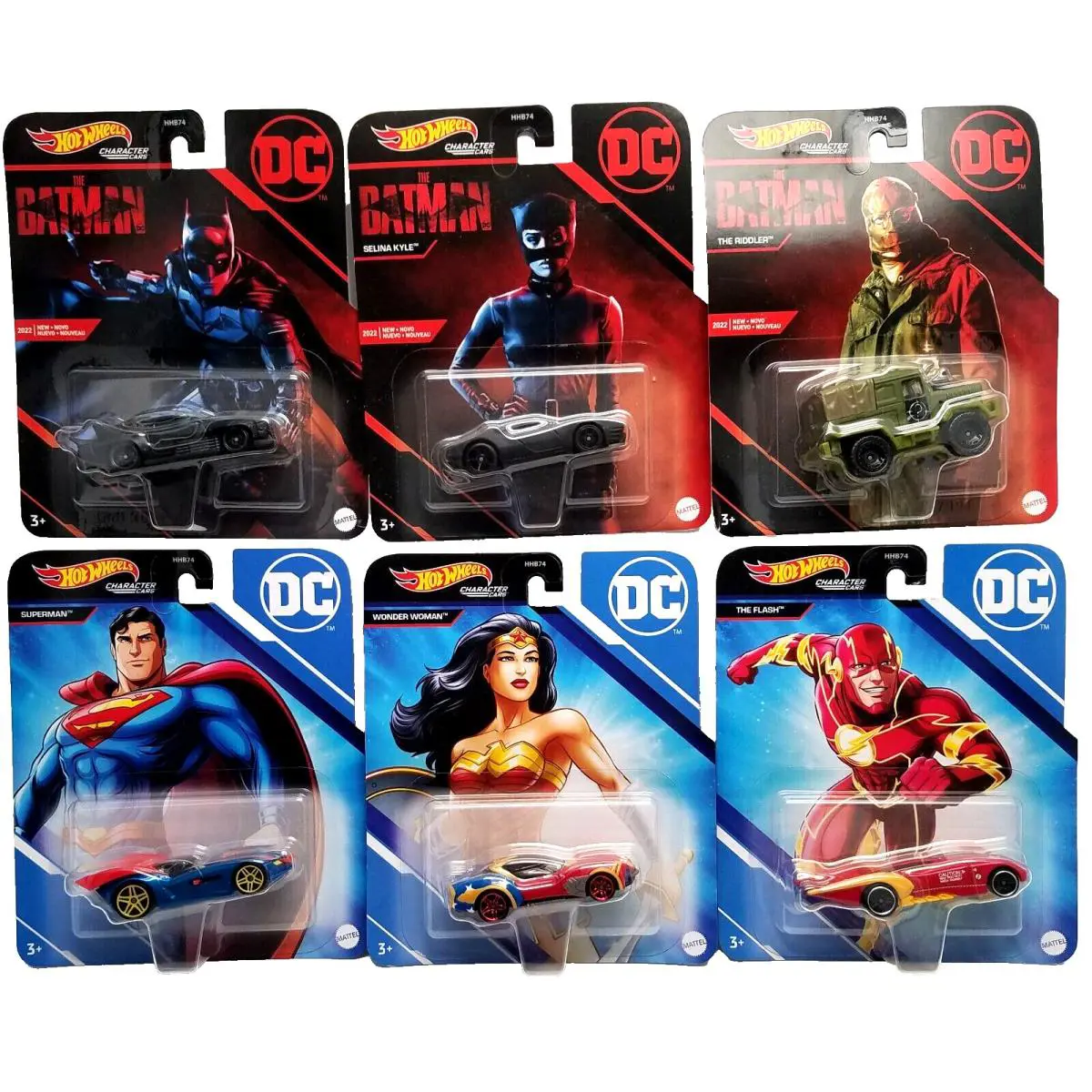 Hot Wheels DC Comics Character Cars Complete Set of 6 Superman The Flash+++ - Multi-Color