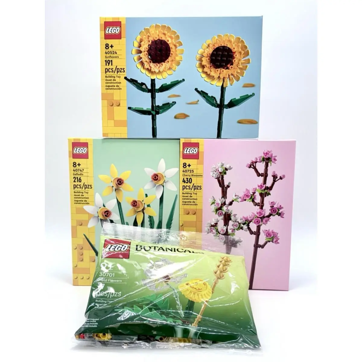 Lego Creator Botanical 40524 Sunflowers 40747 Daffodils 40725 Cherry Blossoms