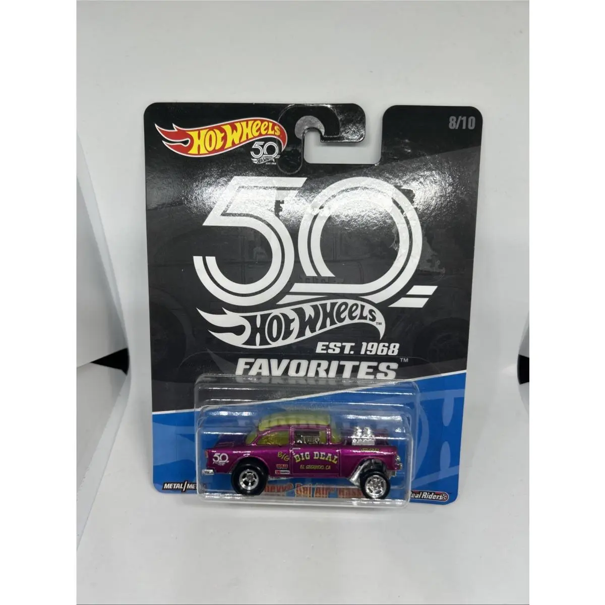 50TH Hot Wheels Big Deal Plum 1955 Chevy Bel Air Gasser Die-cast Car Real Riders