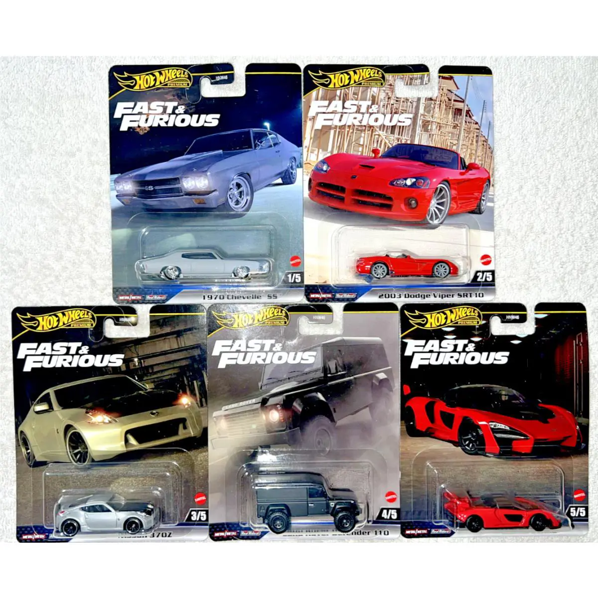 2024 Hot Wheels Fast Furious Premium Set OF 5 Mclaren / Viper / 370Z ++