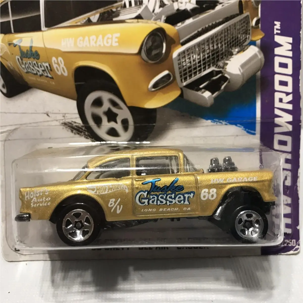 Hot Wheels 2013 HW Showroom `55 Chevy Bel Air Gasser Gold