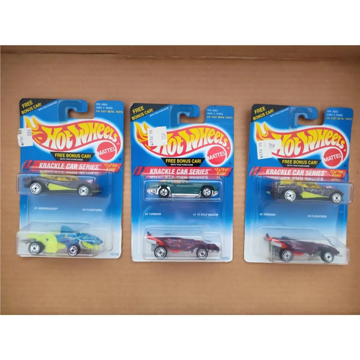 Hot Wheels 1994 Krackle Series Complete Set Plus Extra Turboa Pack Bonus