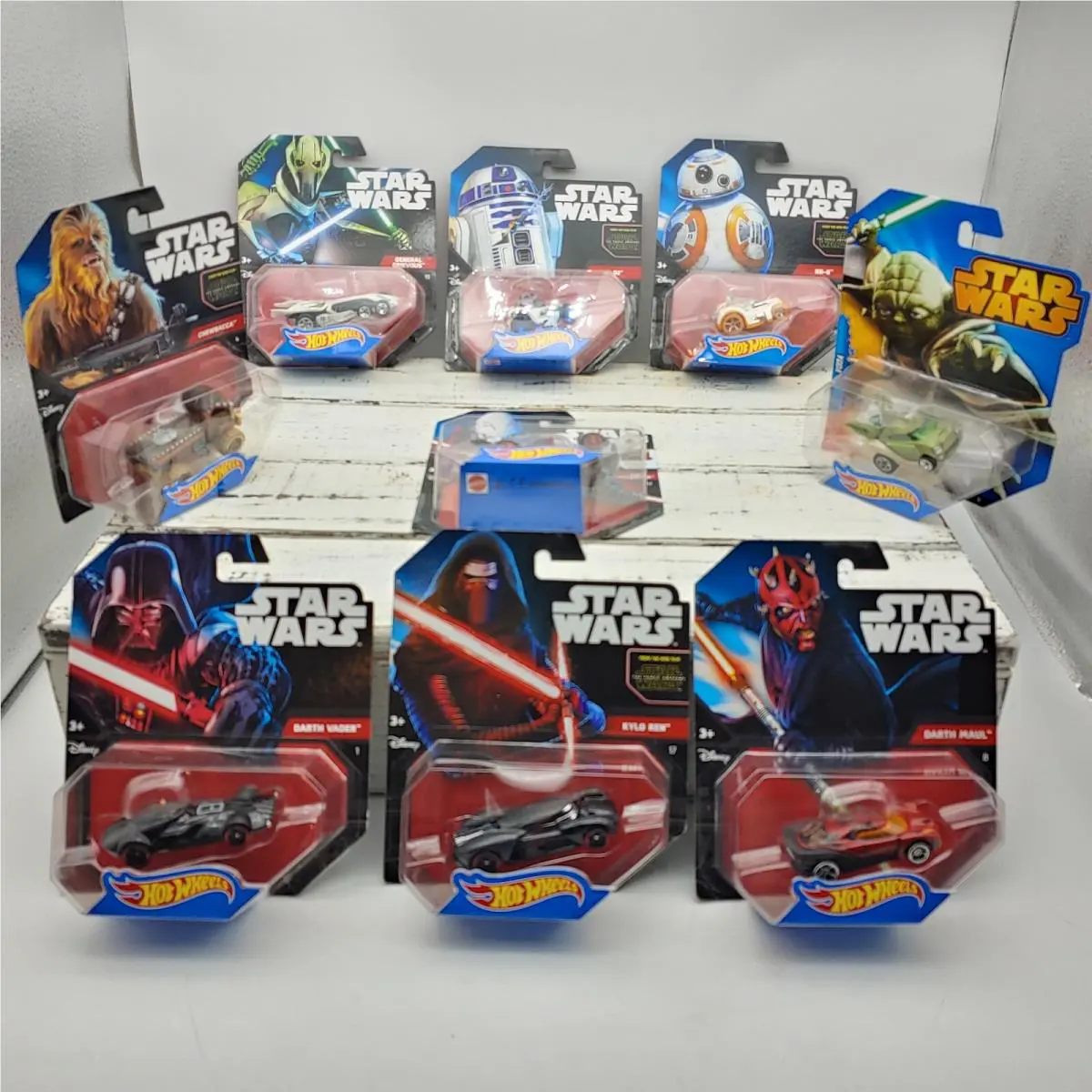 9 Star Wars Die Cast Hot Wheels Cars. 2014-2015 Mattel Disney. Grievous Darth
