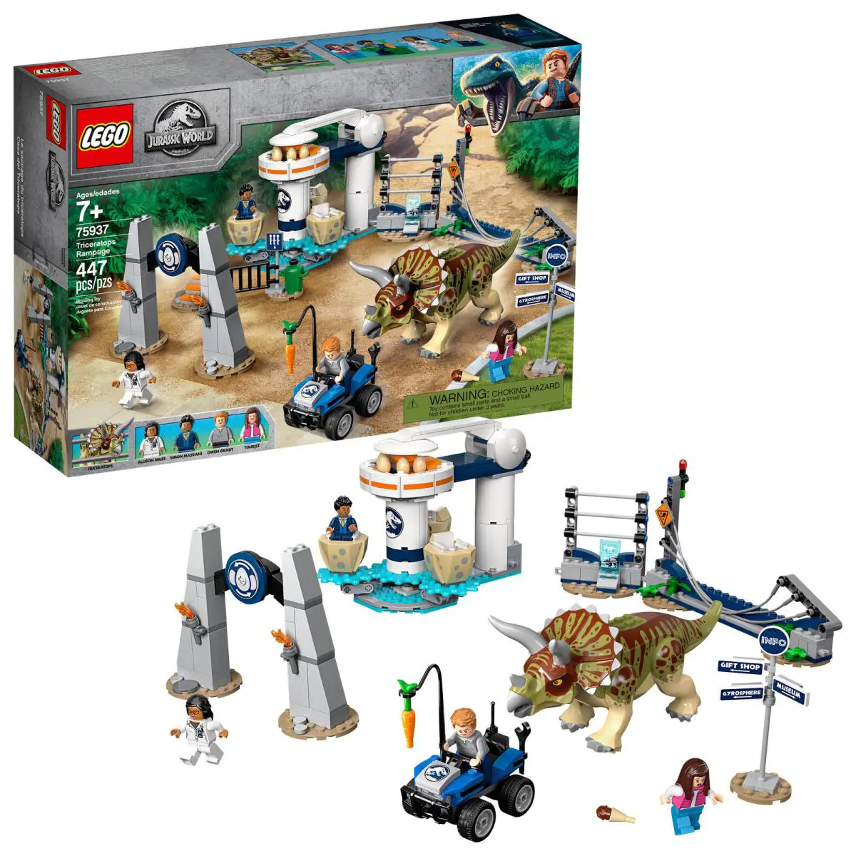 Lego Jurassic World: Triceratops Rampage 75937 Building Kit 447 Pcs Retired