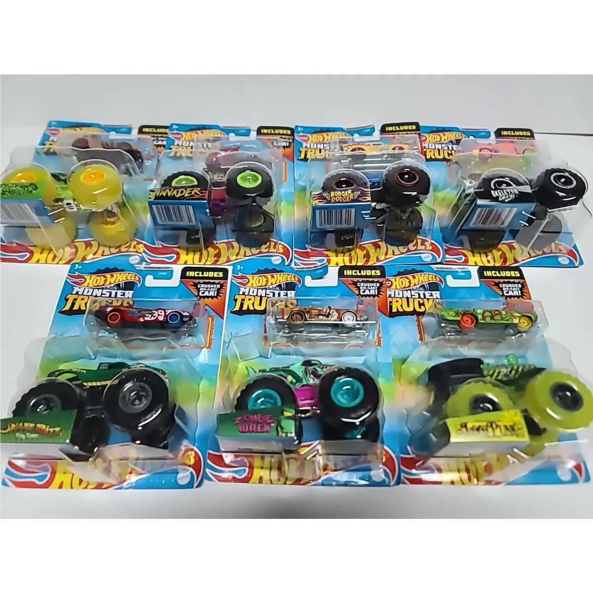 Hot Wheels Monster Trucks Includes Crushed Car 2021 Complete Set Of 7 GRH81