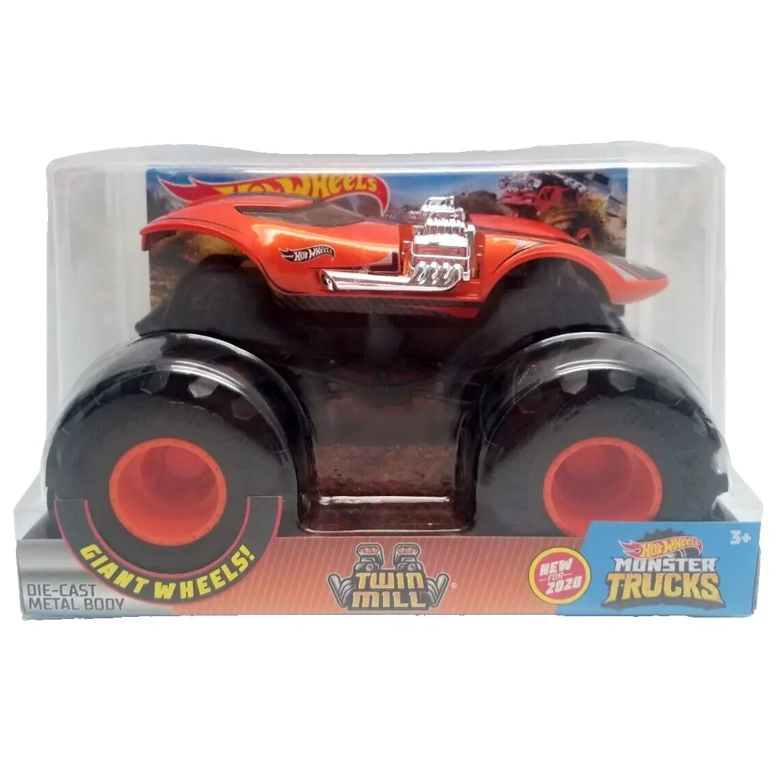 Hot Wheels Oversized Twin Mill Hot Rod Monster Truck 1:24 Scale Orange Nip