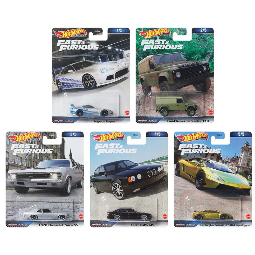 5-PACK Hot Wheels Premium Fast Furious 1:64 Die-cast Cars - 2023 Mix 4 Set - Silver