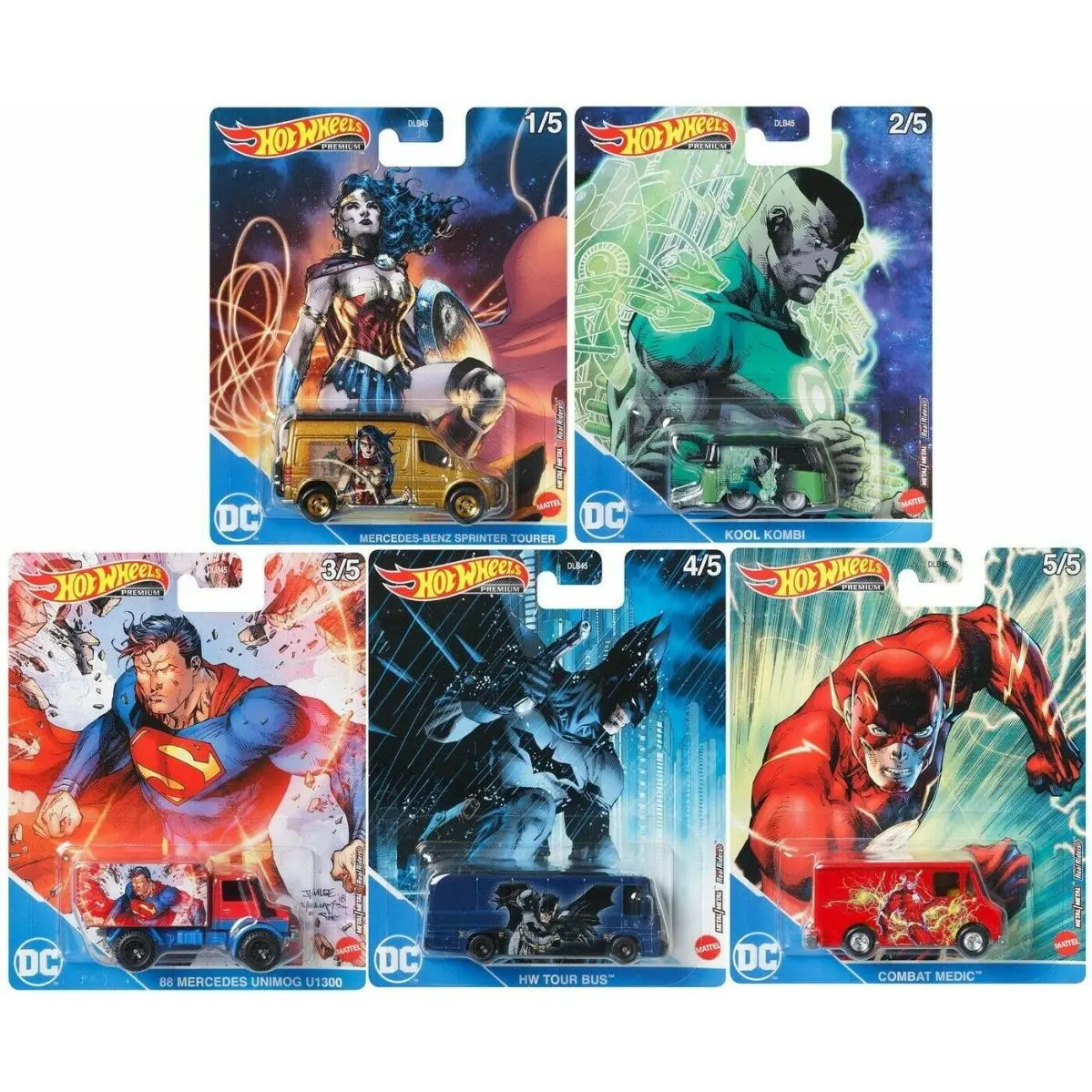 Hot Wheels 2022 Pop Culture Dash M 1:64 DC Universe Set of 5 Model DLB45-946M