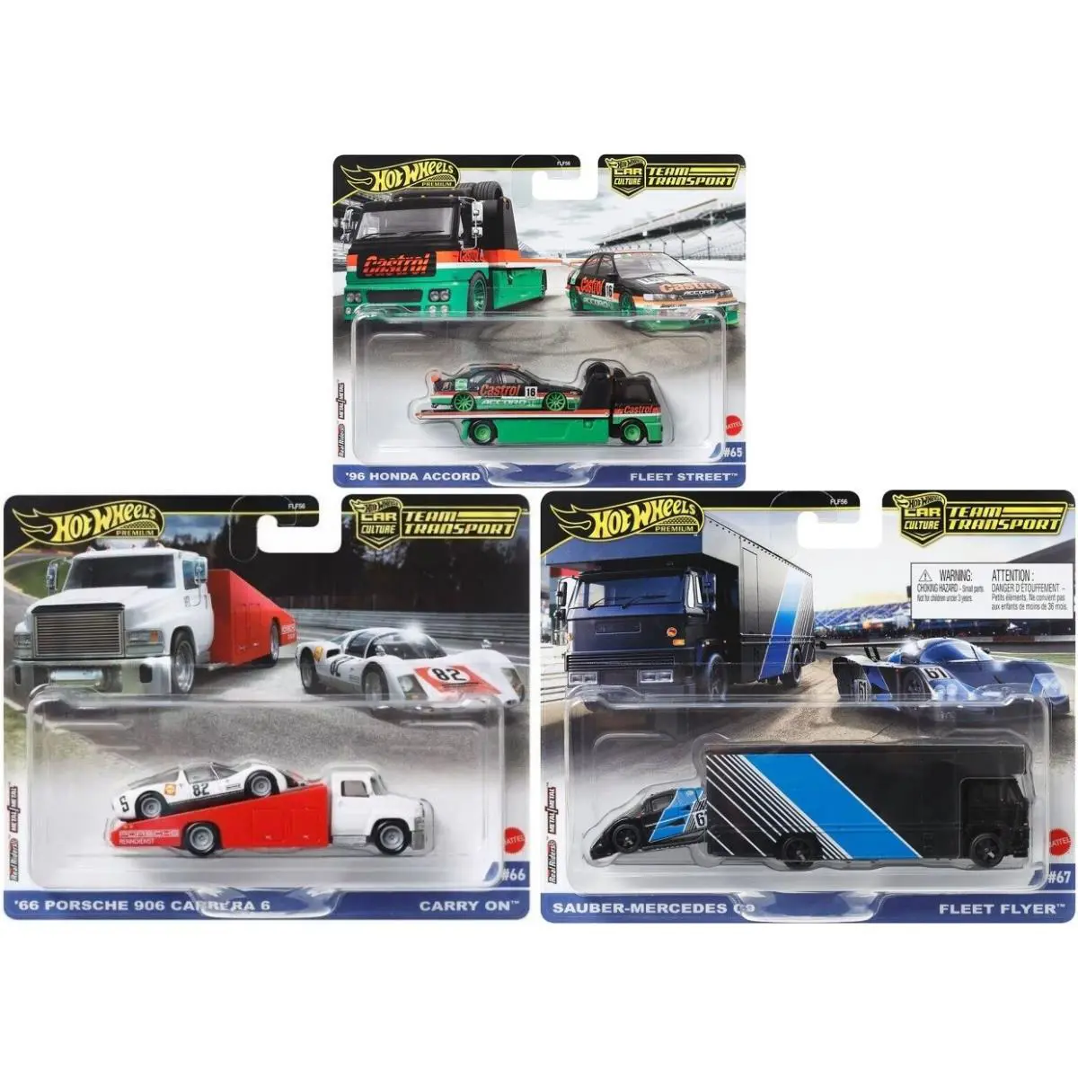 Set of 3 Hot Wheels 2024 Car Culture Case B Team Transport 1:64