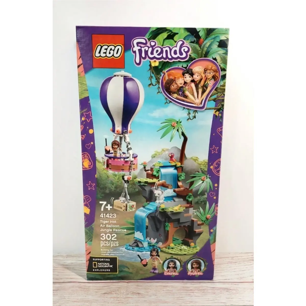 Lego Friendss Tiger Hot Air Balloon 41423 302 Piece Set Shelf Wear Box