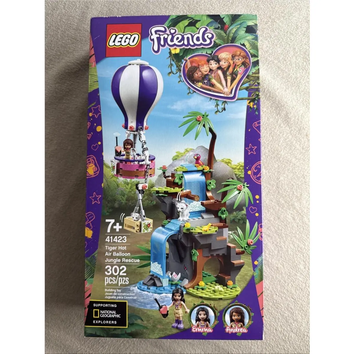 Lego Friends Tiger Hot Air Balloon Jungle Rescue Emma 41423 Retired Set