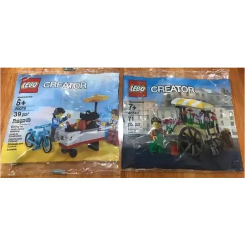 Lego 40078 Hot Dog Cart Stand + Lego 40140 Creator Flower Cart Wagon Polybags