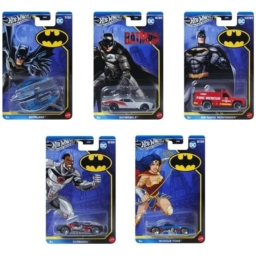 5-Pack Hot Wheels Silver Series Batman Diecast Cars 2025 Mix 2 1:64 Scale
