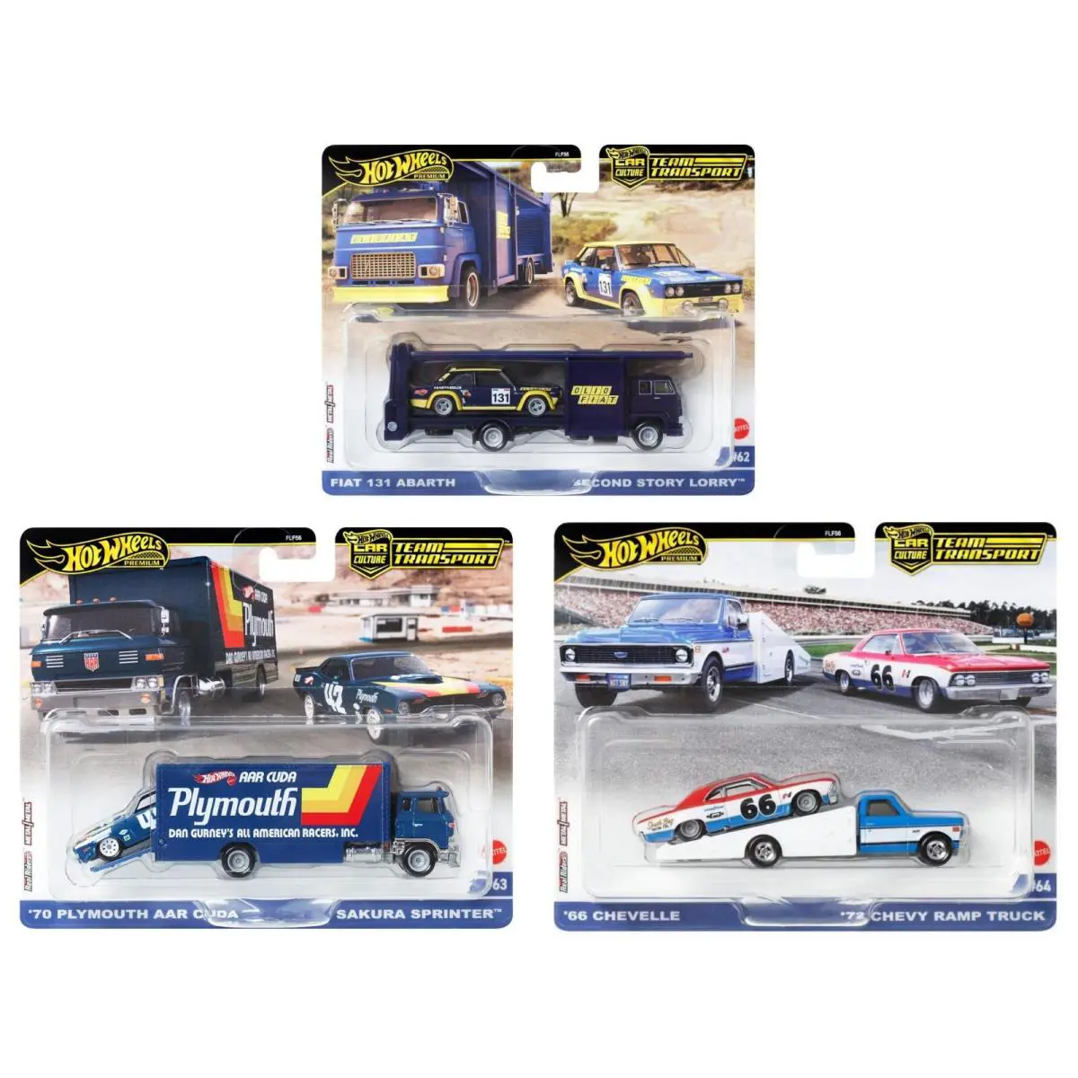 Set of 3 Hot Wheels 2024 Car Culture Case A Team Transport 1:64
