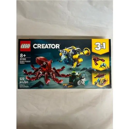 Retired Lego 31130 Creator Sunken Treasure Mission Octopus Manta Lobster Sub