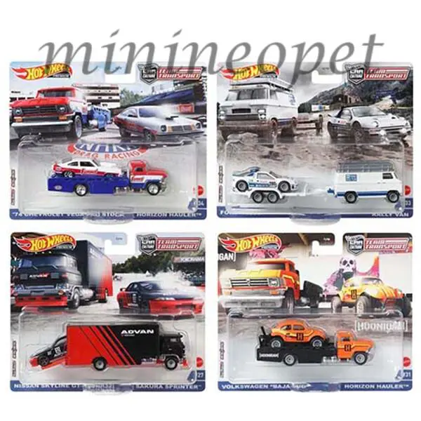 Hotwheels FLF56-956M Team Transport 1/64 Nissan Gtr Chevy Vega VW Bug Ford RS