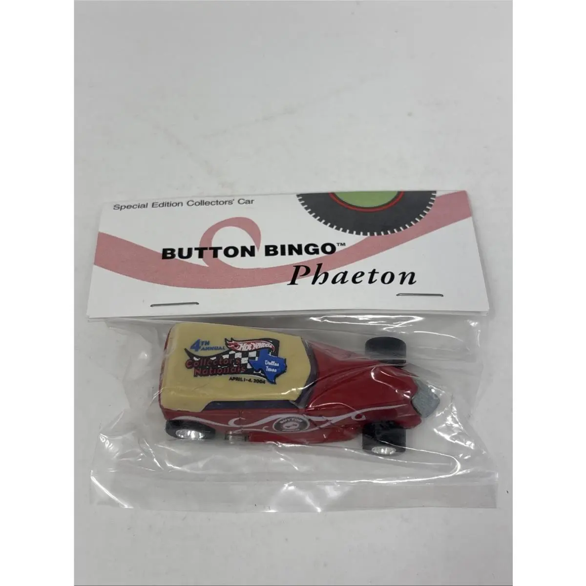 Hot Wheels 4th Annual Collectors Nationals Button Bingo Red Phaeton
