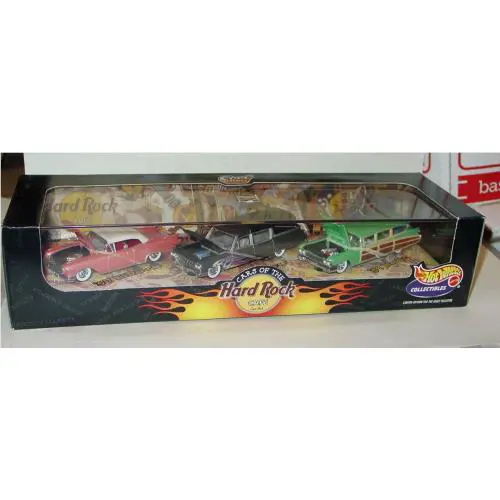 Hot Wheels 1998 Cars of The Hard Rock 1963 Hearse 59 Woodie 57 Eldo 3 Car Set