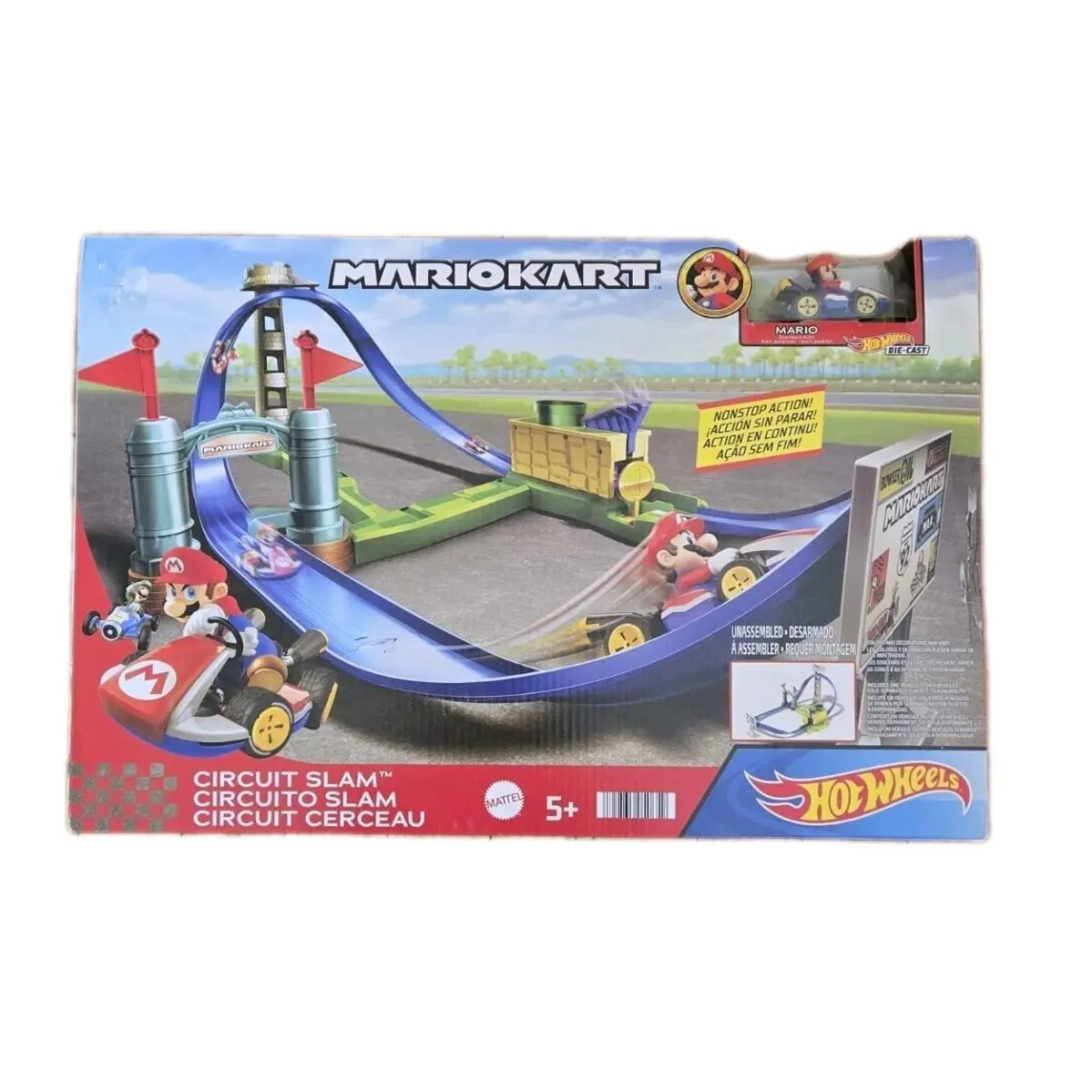 Mattel HGK59 Hot Wheels Mario Kart Car Racing Circuit Slam Track Set