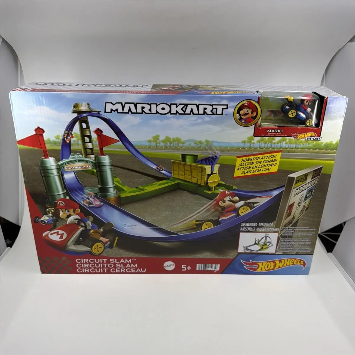 Hot Wheels Mario Kart Circuit Slam Track Set Mattel HGK59 Racing Cars