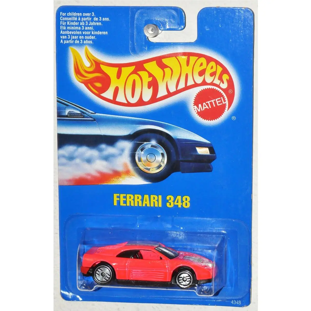 Hot Wheels 1990 Hot Pink Ferrari 348 Blue Card Moc Vhtf UH Wheels No Collector
