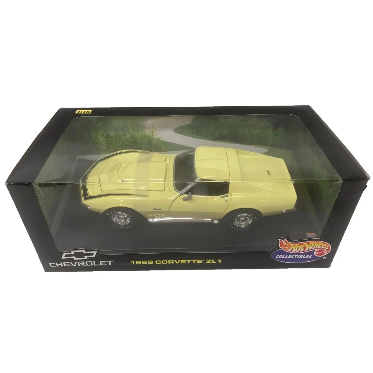 Corvette 1969 Yellow ZL1 Hot Wheels 1:18 th Diecast Model Car `69 Stingray ZL-1
