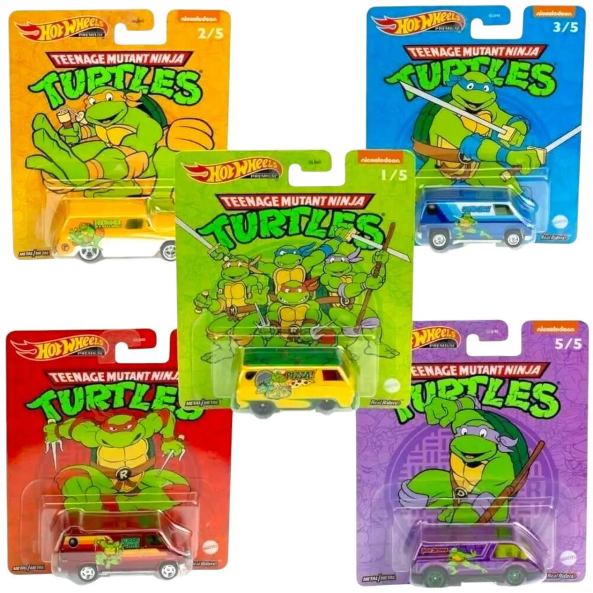 Hot Wheels 2022 Premium Pop Culture Teenage Mutant Turtles Set of 5