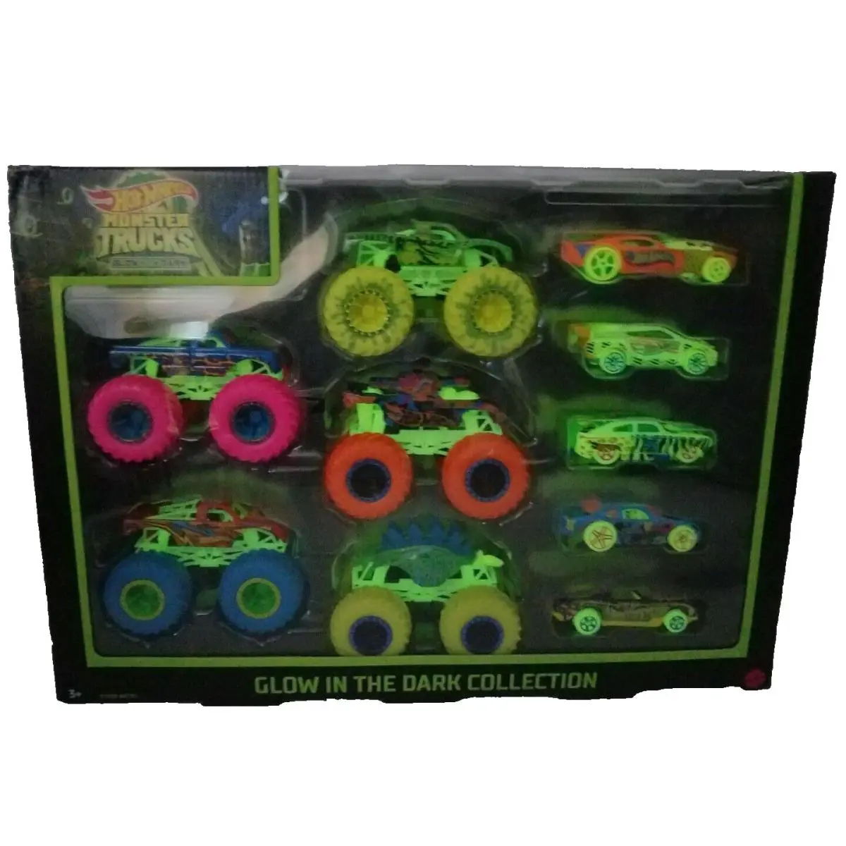 Hot Wheels Monster Trucks Glow In The Dark 10 Pack Nrfb