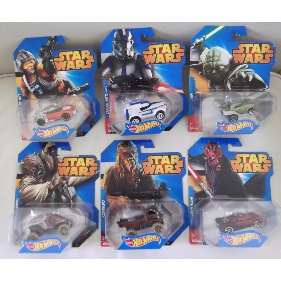 6 Hot Wheels Characters Star Wars Vehicles Skywalker Chewbacca Darth Maul Yoda