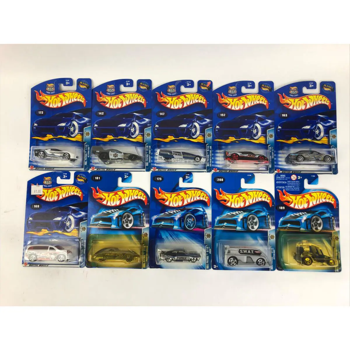 2002 Mattel Hot Wheels Roll Patrol Series Complete Set Police Patrol Car 1-10