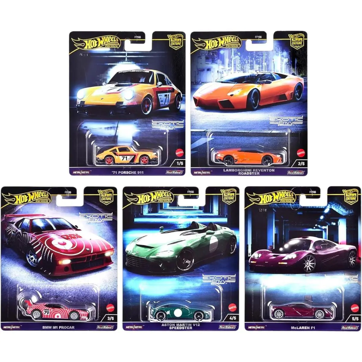 Hot Wheels Premium 2024 Car Culture G Case Exotic Envy 5 Cars Set FPY86-959G