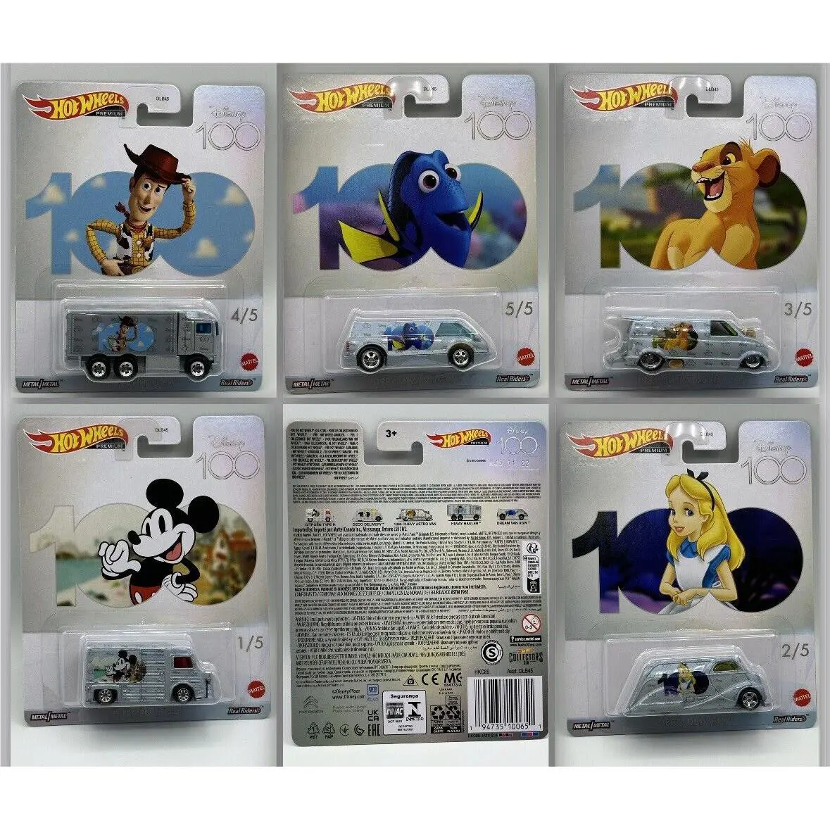 2023 Hot Wheels Premium Disney 100 Years Complete Set 1-5