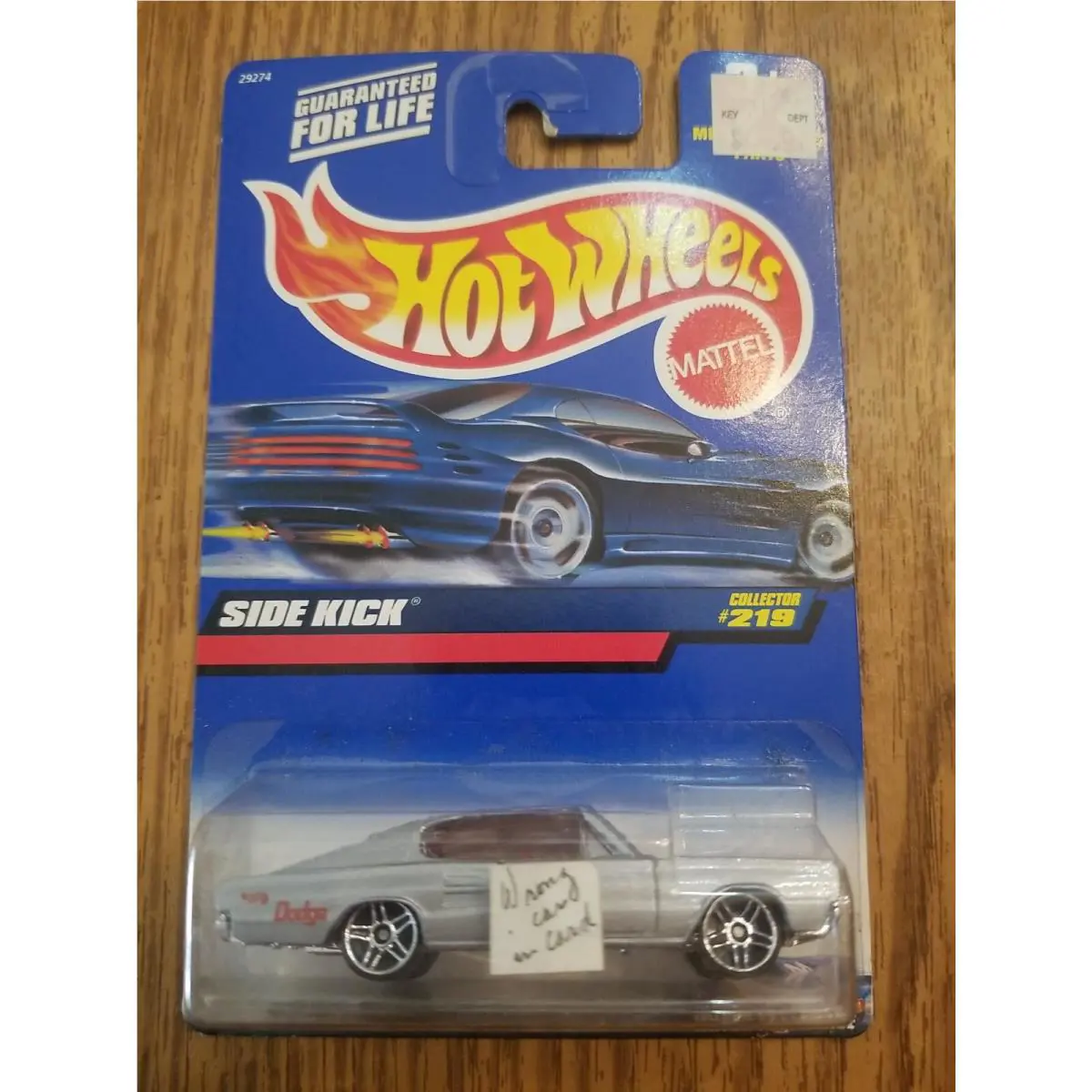 Hot Wheels Error Wrong Car On Card 67 Dodge Charger On Sidekick Card 219 PR5