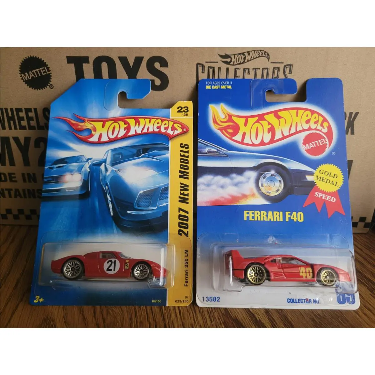 2007 Hot Wheels Models Ferrari 250 LM 1991 Gold Medal Speed Ferrari F40