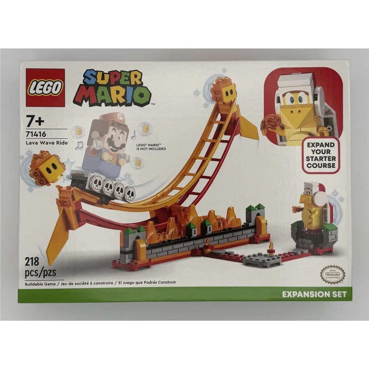 Lego Super Mario: Lava Wave Ride Expansion Set 71416 -NEW-218 Pcs-retired-fire
