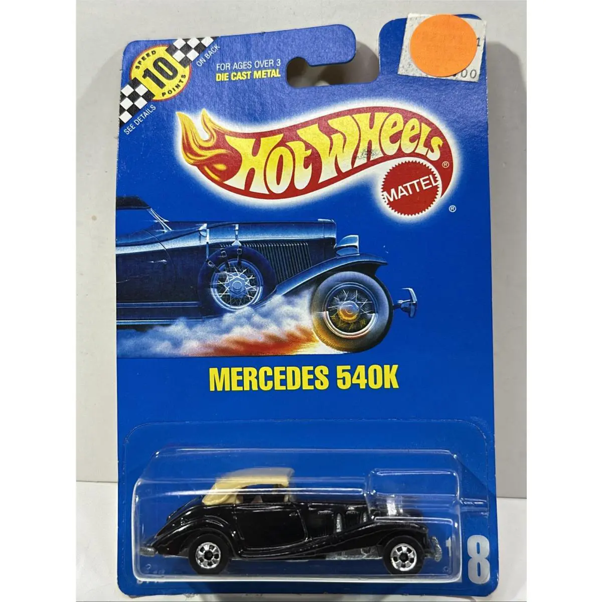 Hot Wheels 1990 Blue Card Mercedes 540K 18 Black Color Car