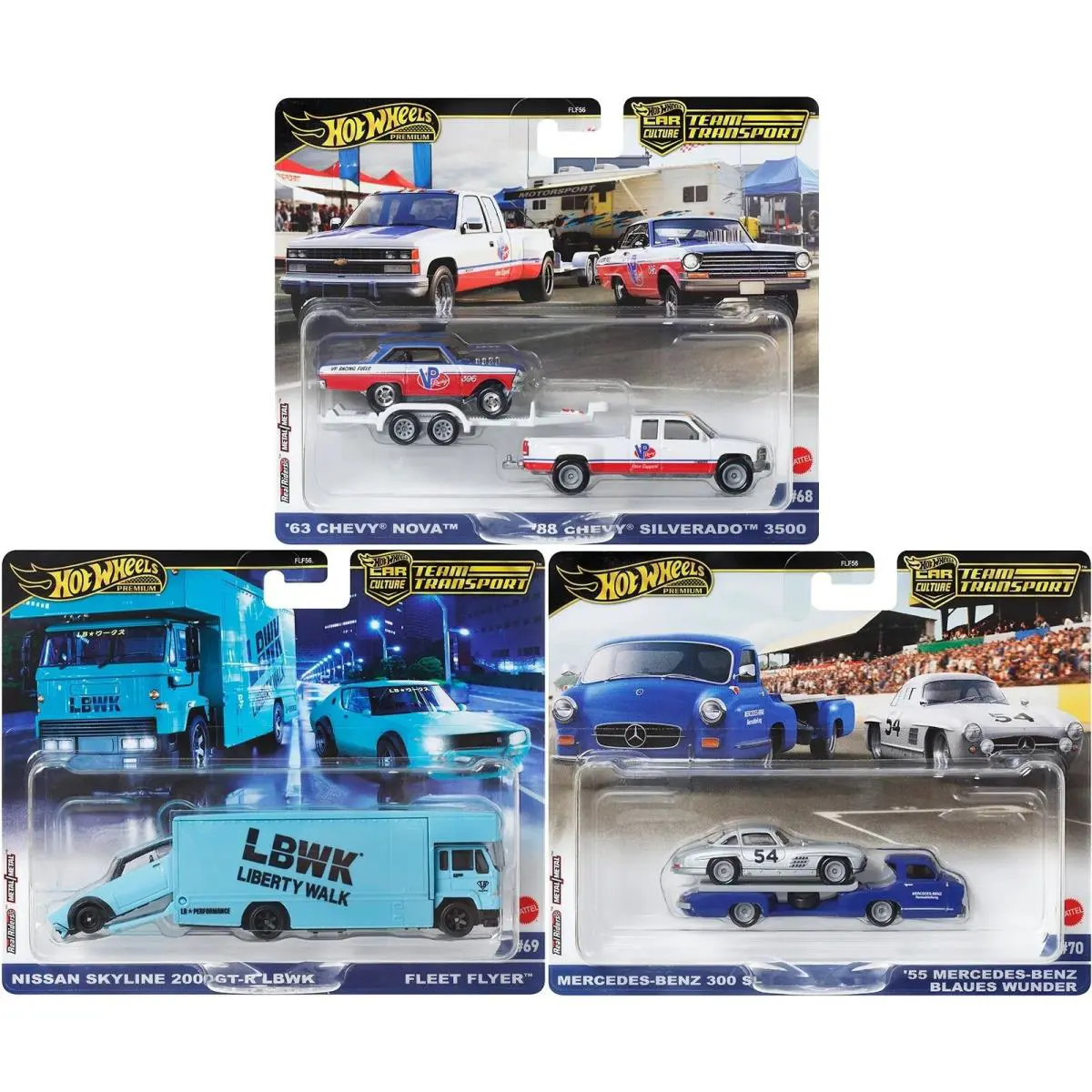 Set of 3 Hot Wheels 2024 Car Culture Case C Team Transport 1:64