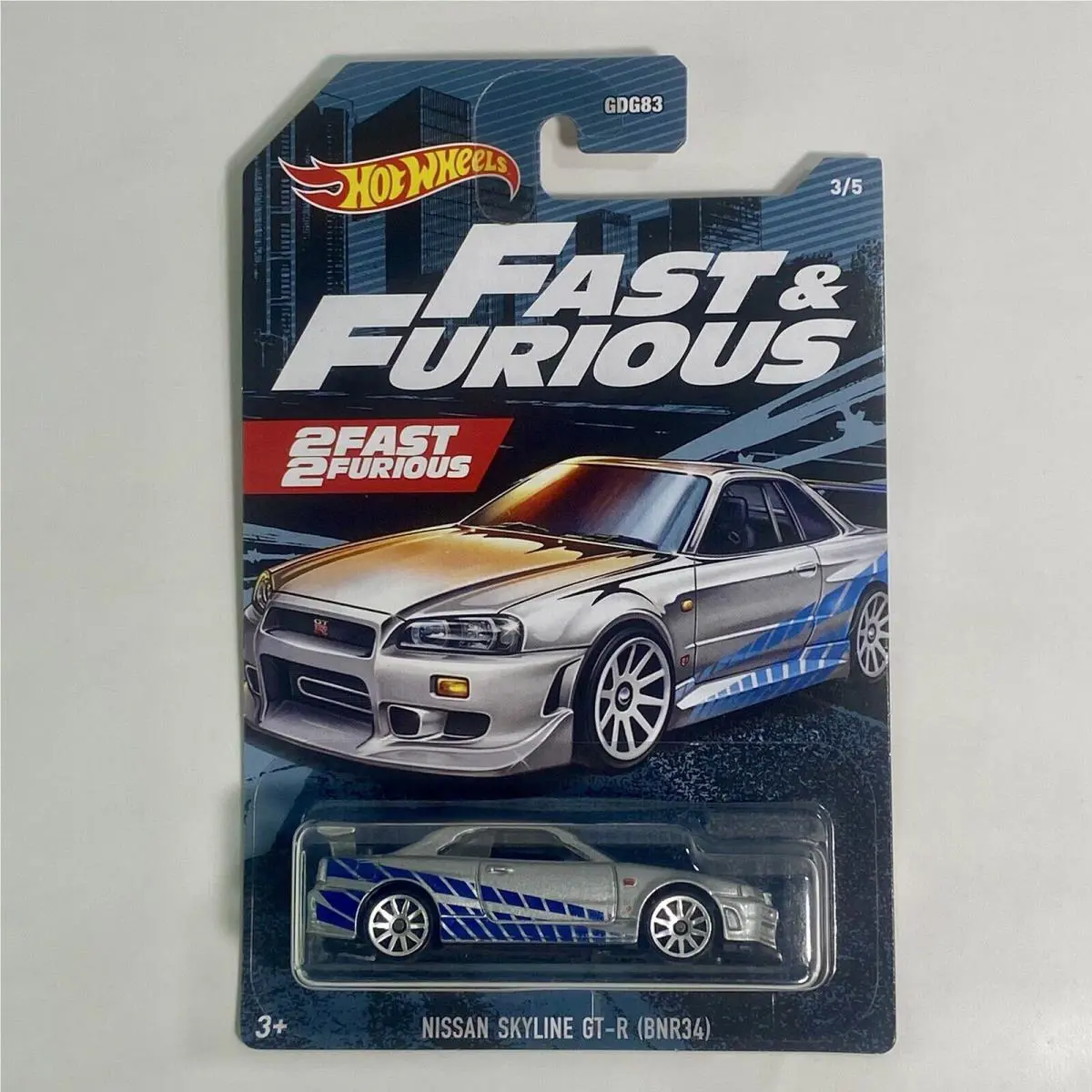 Hot Wheels Nissan Skyline Gt-r BNR34 2 Fast 2 Furious Silver 1:64 Diecast Car