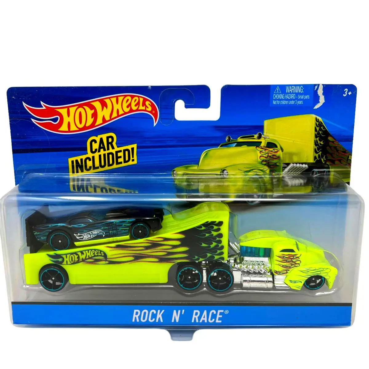 Hot Wheels Semi Hauler Rock N` Race with Car with Detachable Cab Mattel 2015 Nip