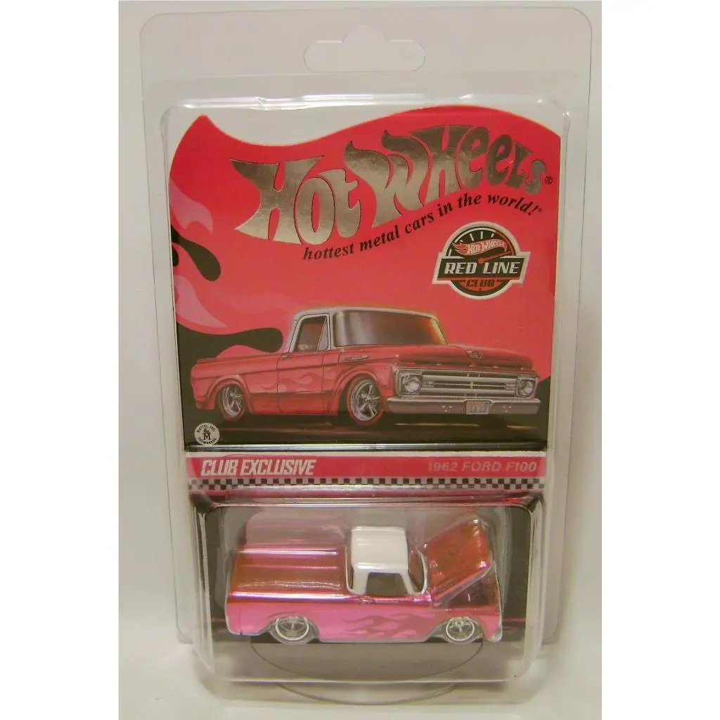 1962 `62 Ford F100 Truck Pink with Flames Red Line Club Car Rlc Hot Wheels 2023