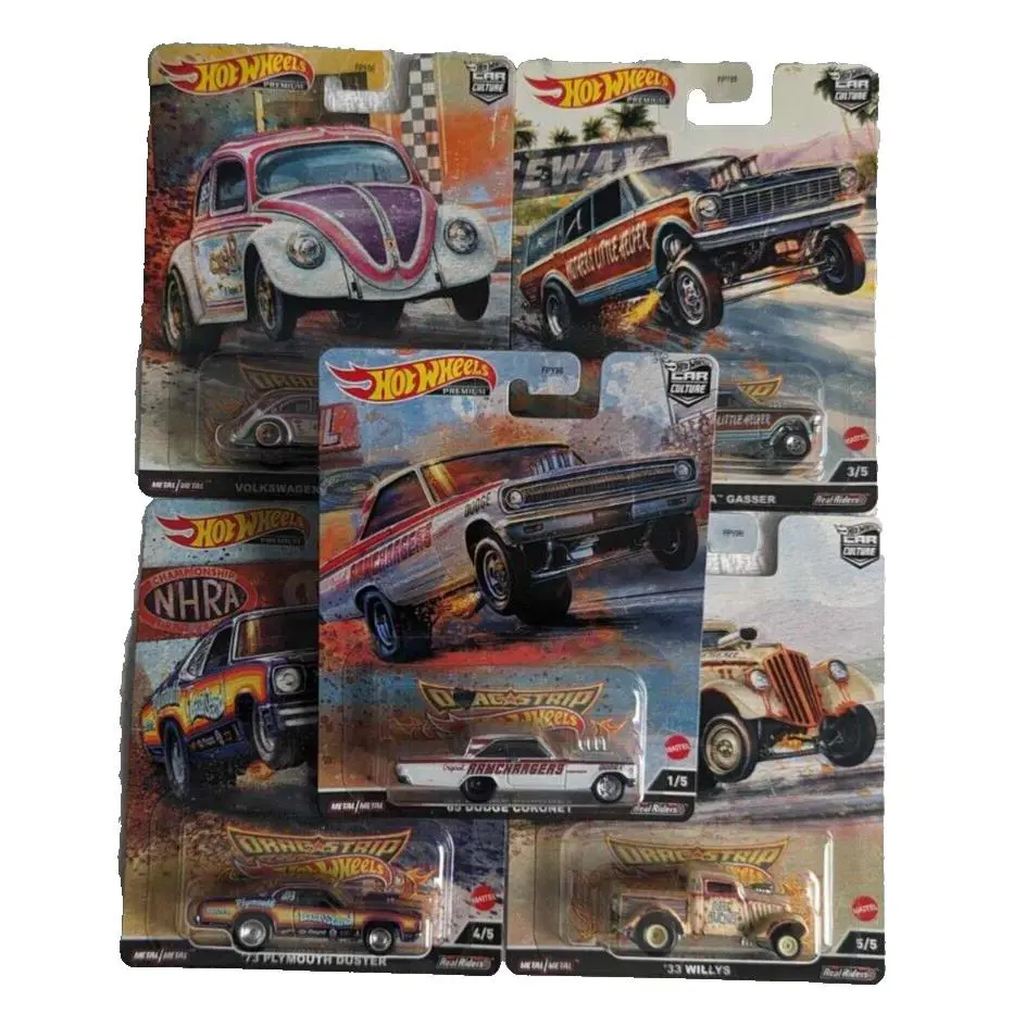 Hot Wheels 2022 Car Culture: Drag Strip -real Riders Complete 5 Car Set - White