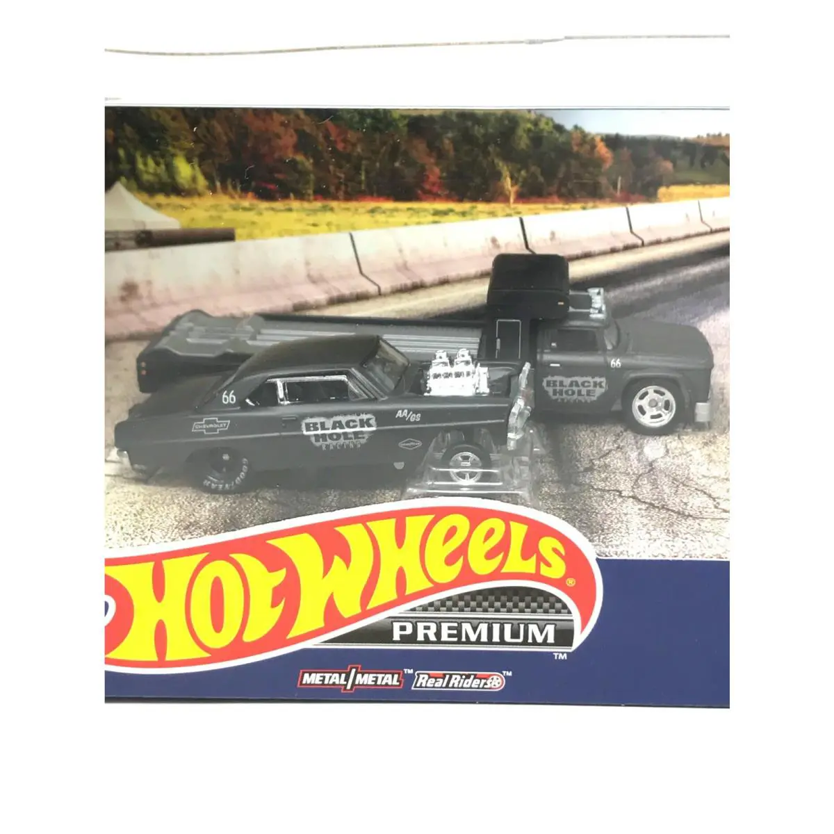 2020 Hot Wheels Premium Car Culture Team Set Diorama Black Hole 55 Chevy Gasser