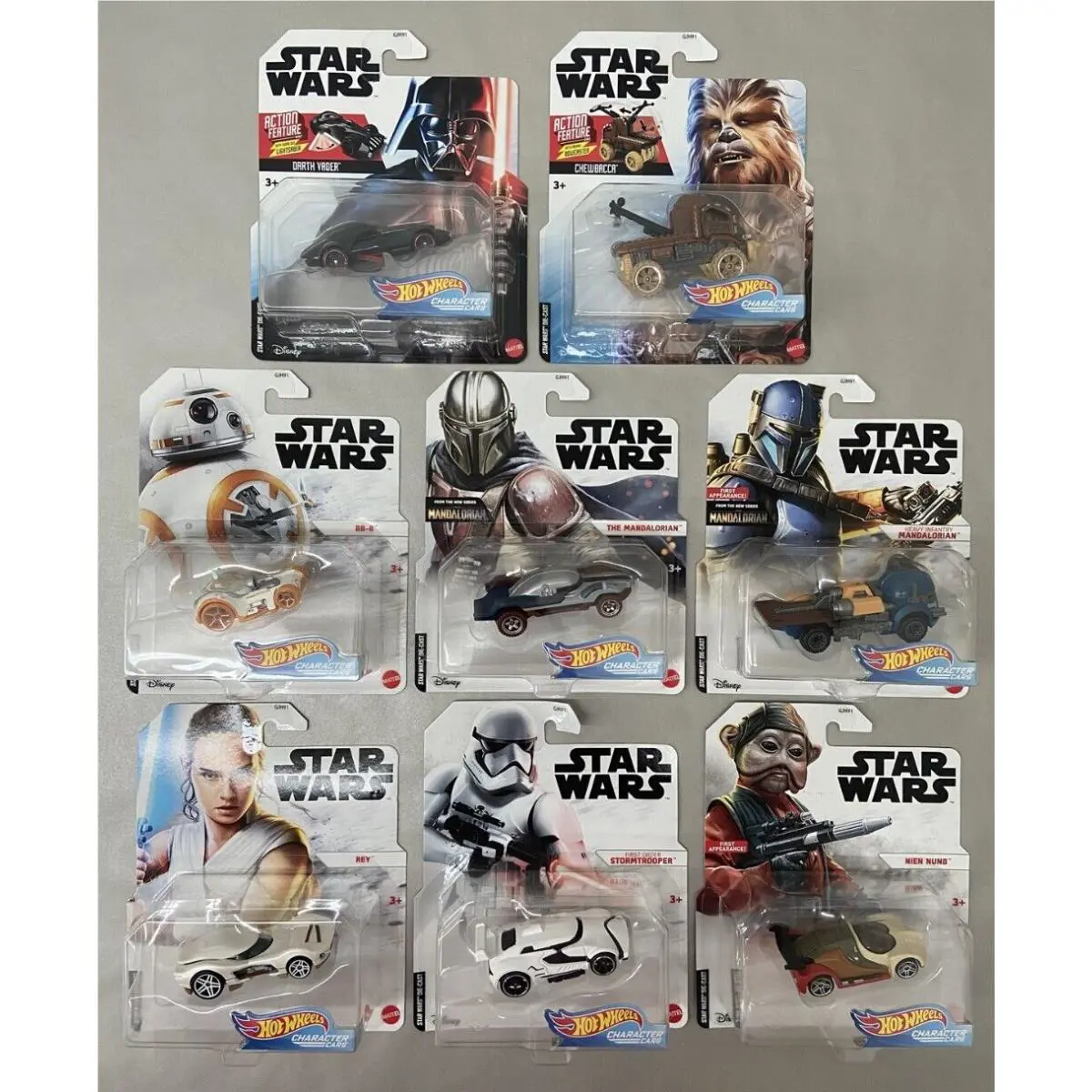 Set of 8 Hot Wheels Star Wars Character Cars Darth Vader Chewbacca BB-8 More