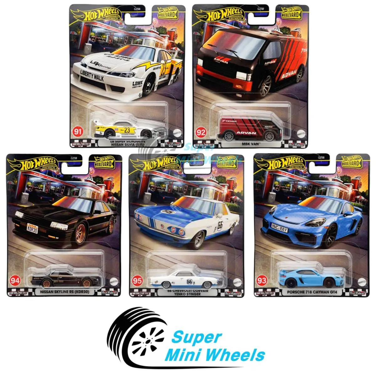 Hot Wheels Boulevard U Case 91- 95 5 Cars Set