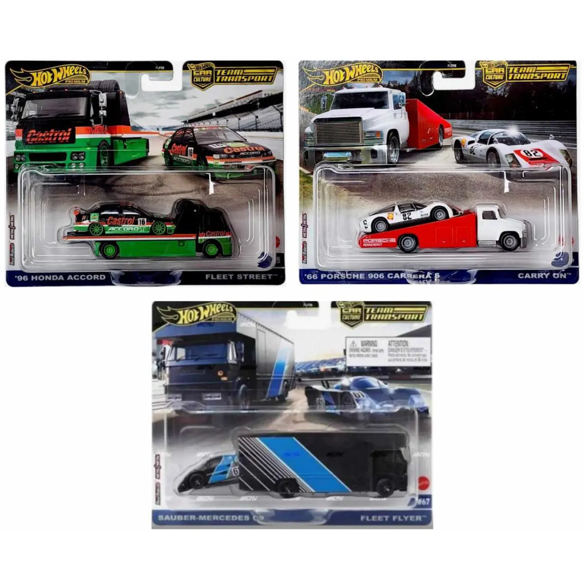 Hot Wheels 2024 Car Culture Team Transport Case B Set OF 3 Posche Honda Mercedes