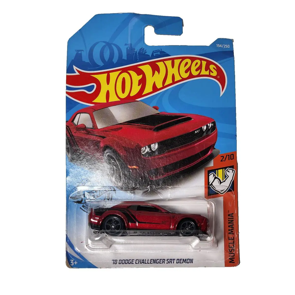 Hot Wheels Muscle Mania `18 Dodge Challenger Srt Demon Red Metallic