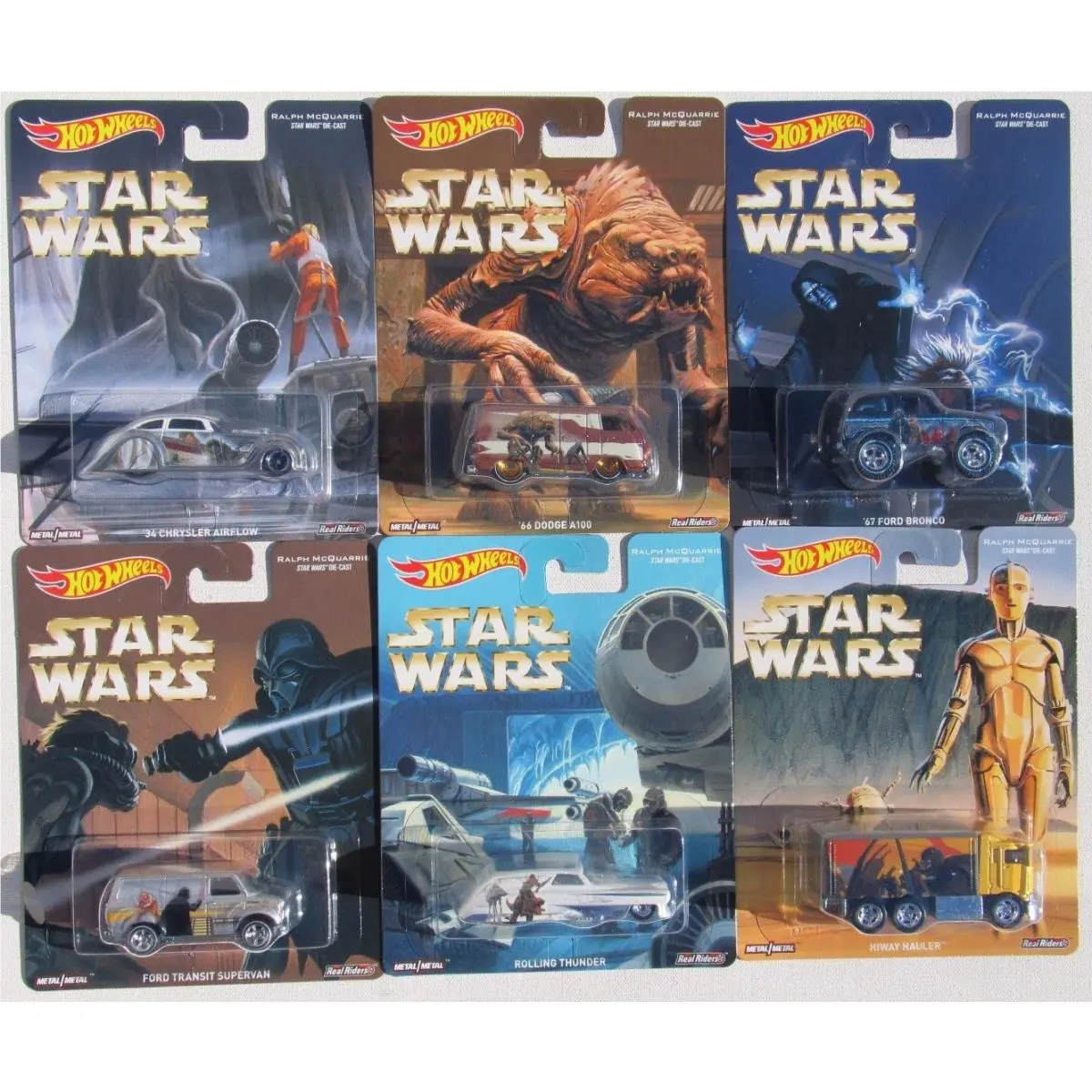 Hot Wheels Pop Culture Star Wars Set OF 6 By Ralph Mcquarrie
